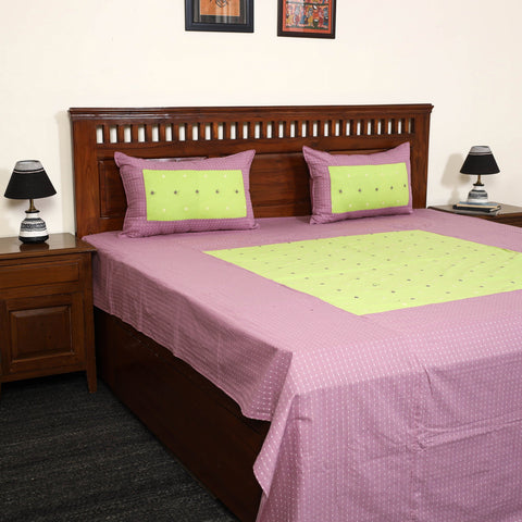 Purple - jacquard patchwork cotton double bed cover