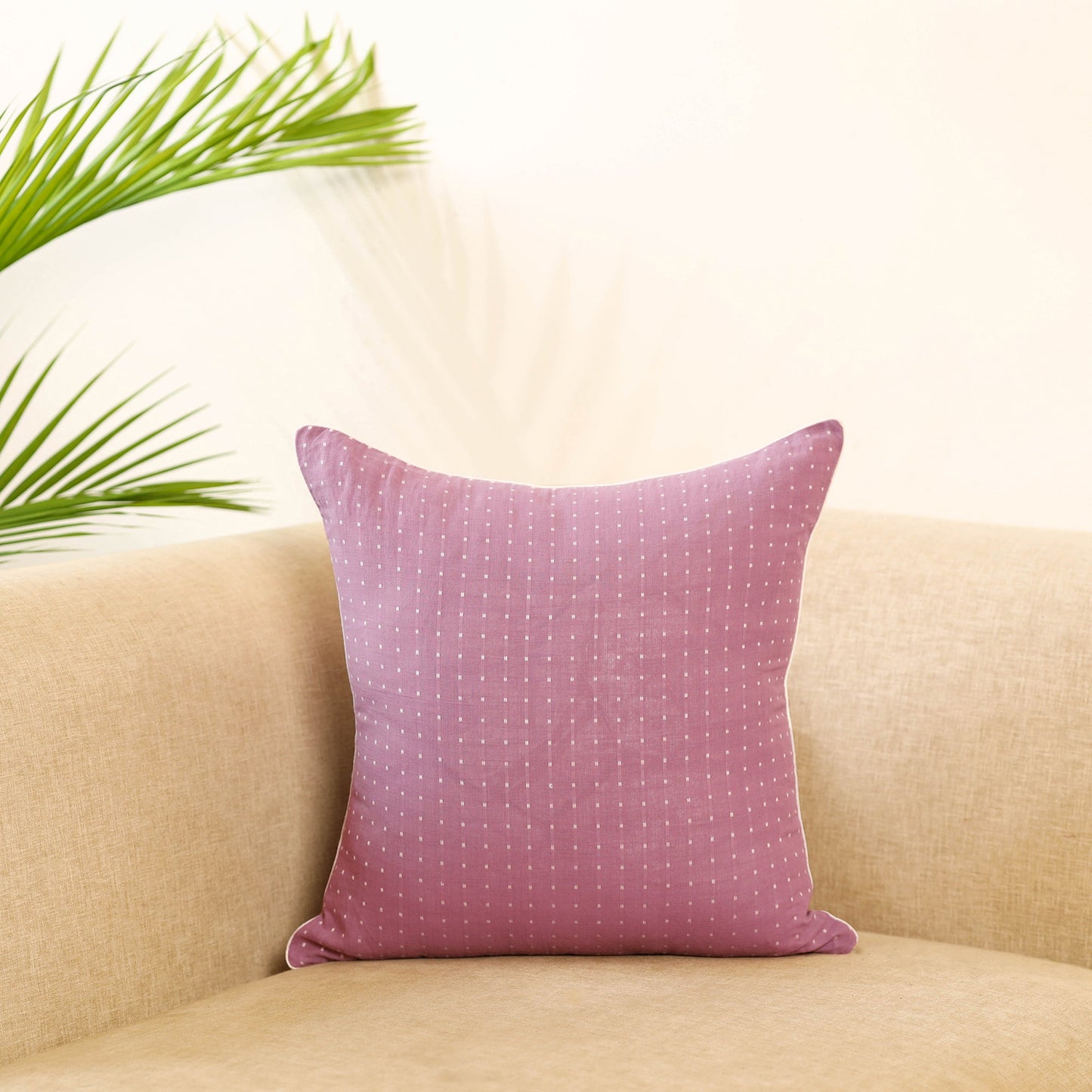 Purple Jacquard Weave Cotton Cushion Cover