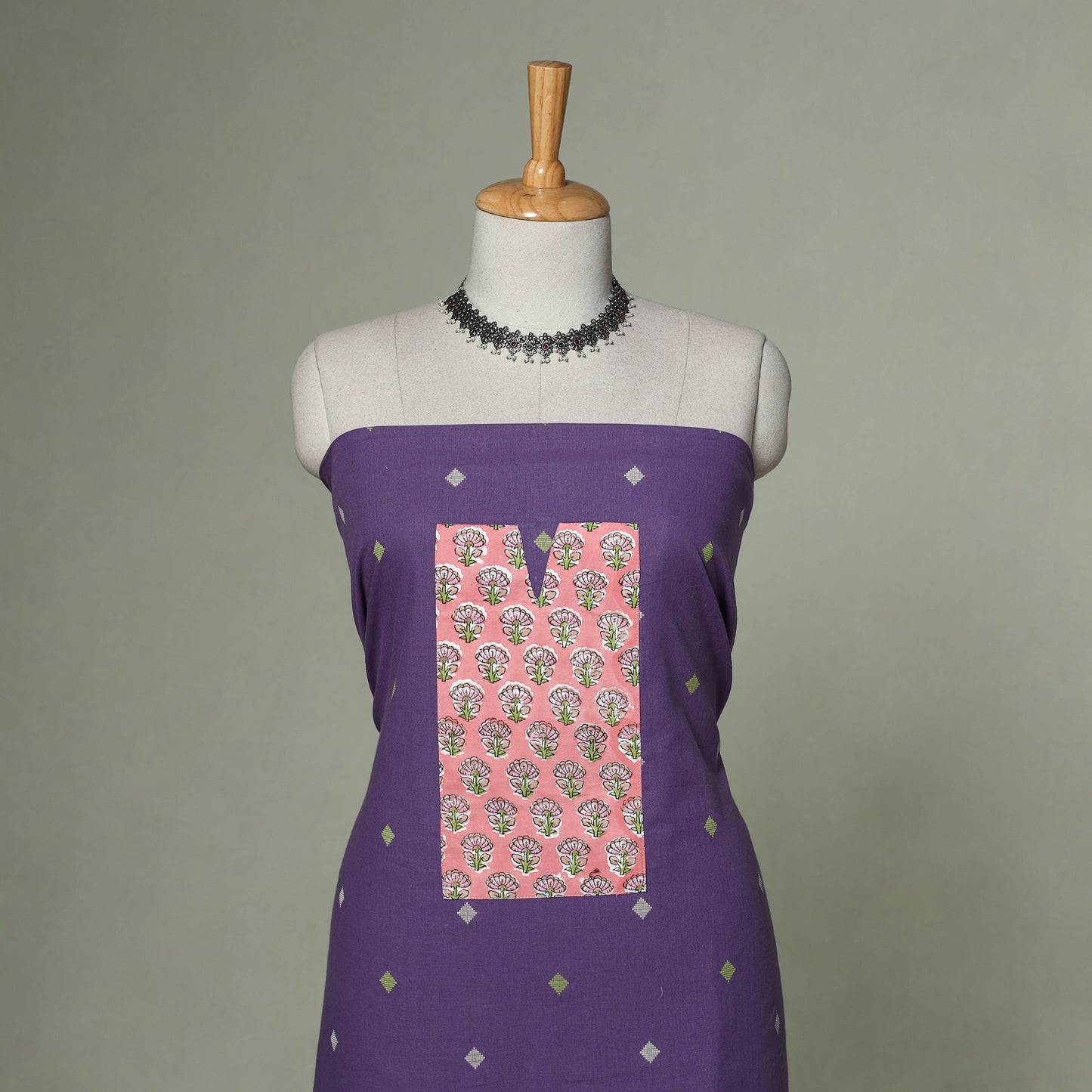 Jacquard weave cotton patchwork unstitched kurta material