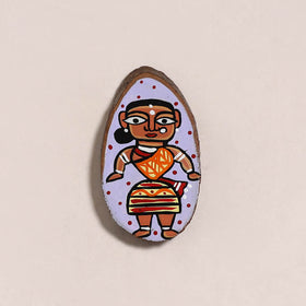 Jamini roy handpainted wooden fridge magnet 05 - handcrafted