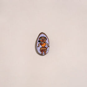 Jamini roy handpainted wooden fridge magnet 05 - handcrafted