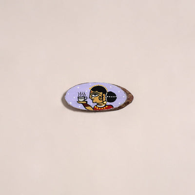 Jamini roy handpainted wooden fridge magnet 24 - handcrafted