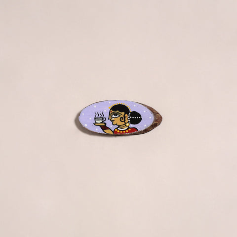 Jamini roy handpainted wooden fridge magnet 24 - handcrafted