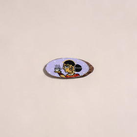 Jamini roy handpainted wooden fridge magnet 24 - handcrafted