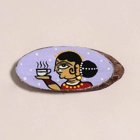 Jamini roy handpainted wooden fridge magnet 24 - handcrafted