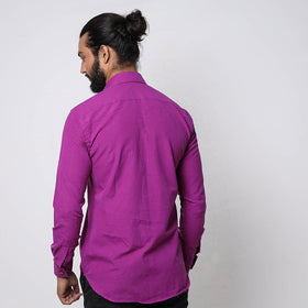 Purple Jhiri Handloom Cotton Men Full Sleeve Shirt