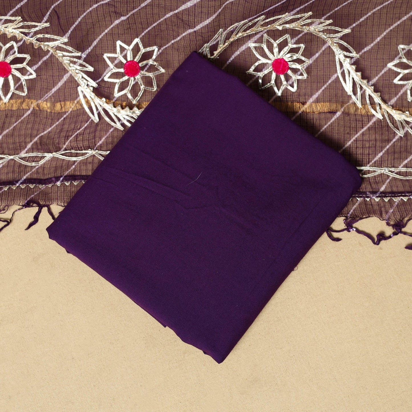 Kacchi gota patti work natural dyed pure cotton 3pc