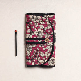 Kalamkari Fabric Multipurpose Segmented Make-up Brush Wrap Pouch/Case 