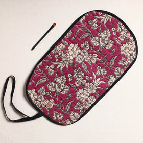  Kalamkari Fabric Multipurpose Segmented Make-up Brush Wrap Pouch/Case 