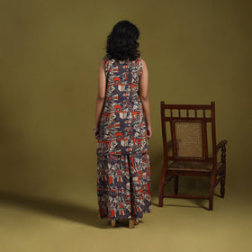 Purple - kalamkari printed cotton 2pc kurta set for women