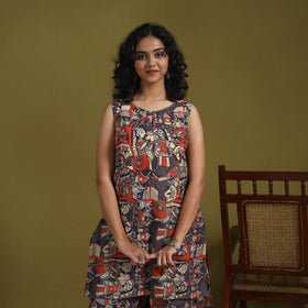 Purple - kalamkari printed cotton 2pc kurta set for women