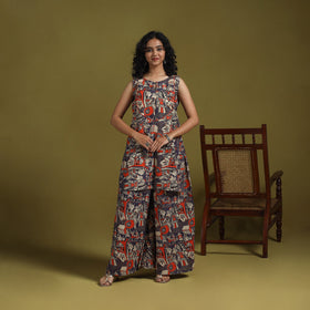 Purple - kalamkari printed cotton 2pc kurta set for women