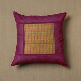Purple - Kanchipuram Patchwork Cotton Cushion Cover 11