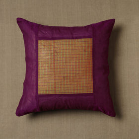 Purple - Kanchipuram Patchwork Cotton Cushion Cover 23