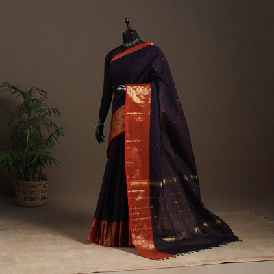 Purple - kandangi buti chettinad cotton saree with border