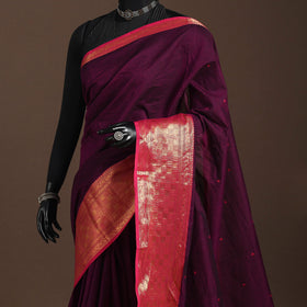 Purple - kandangi buti chettinad cotton saree with border