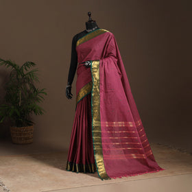 Purple - kandangi buti chettinad cotton saree with border