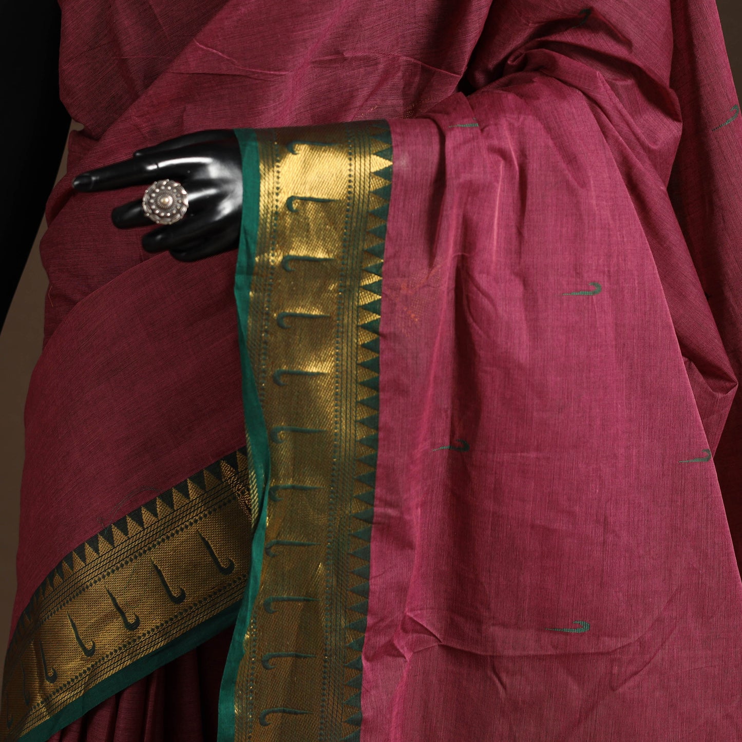 Purple - kandangi buti chettinad cotton saree with border