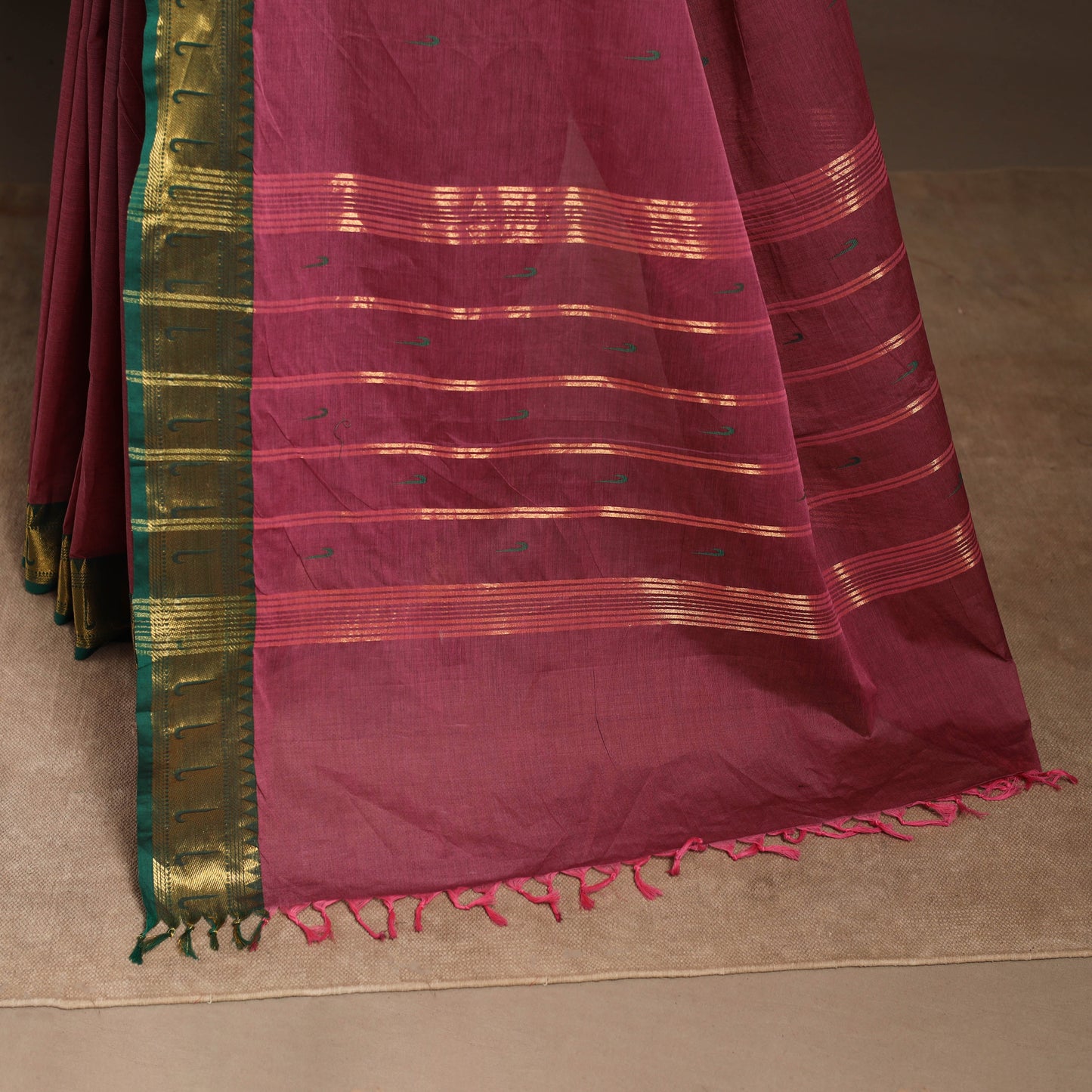 Purple - kandangi buti chettinad cotton saree with border