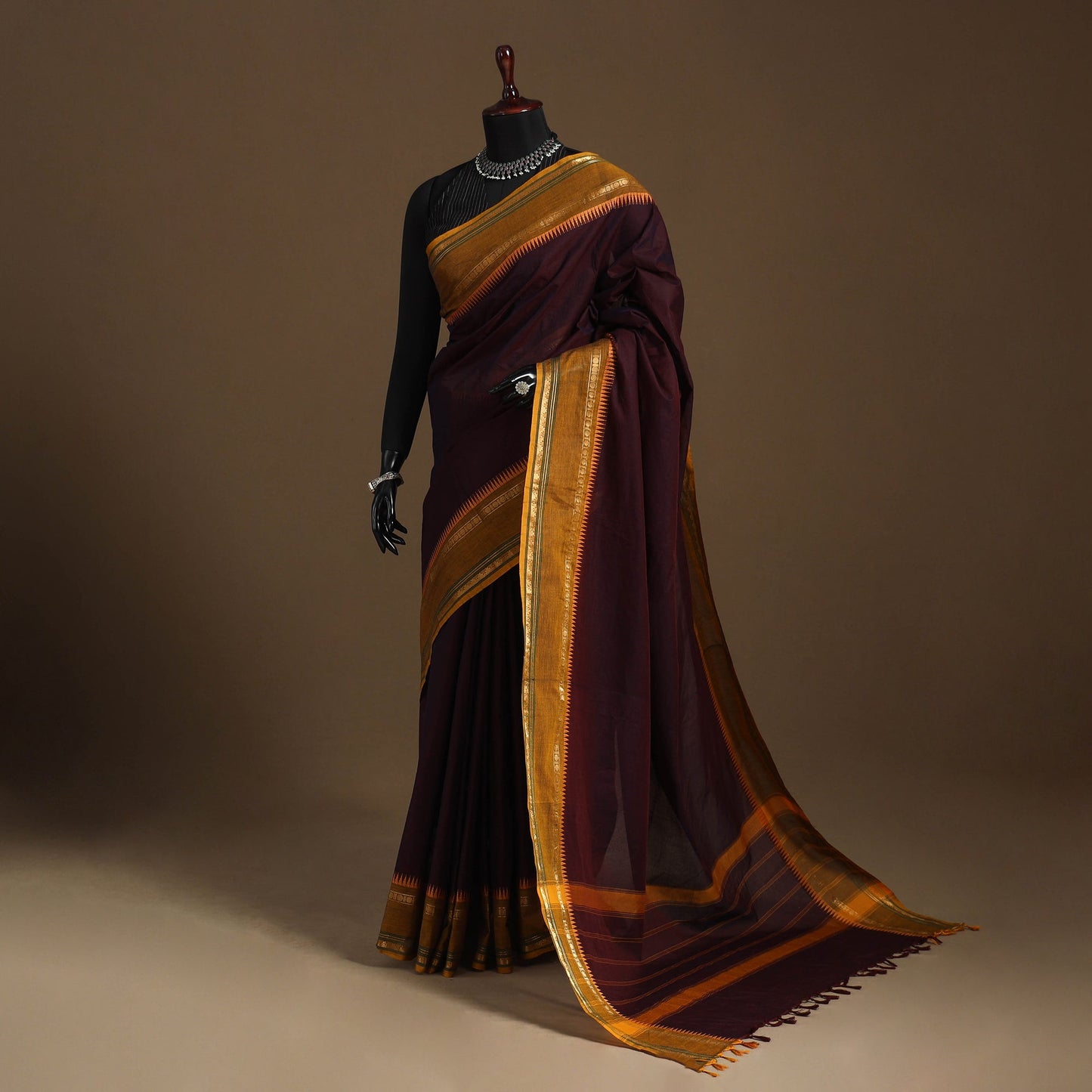 Purple Kandangi Chettinad Cotton Saree with Border