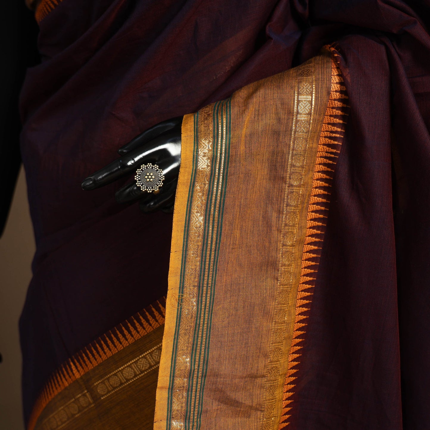 Purple Kandangi Chettinad Cotton Saree with Border