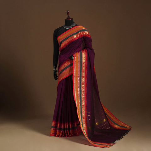 Purple Kandangi Chettinad Cotton Saree with Border