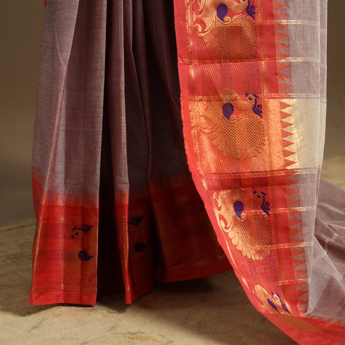 Purple Kandangi Chettinad Cotton Saree with Border