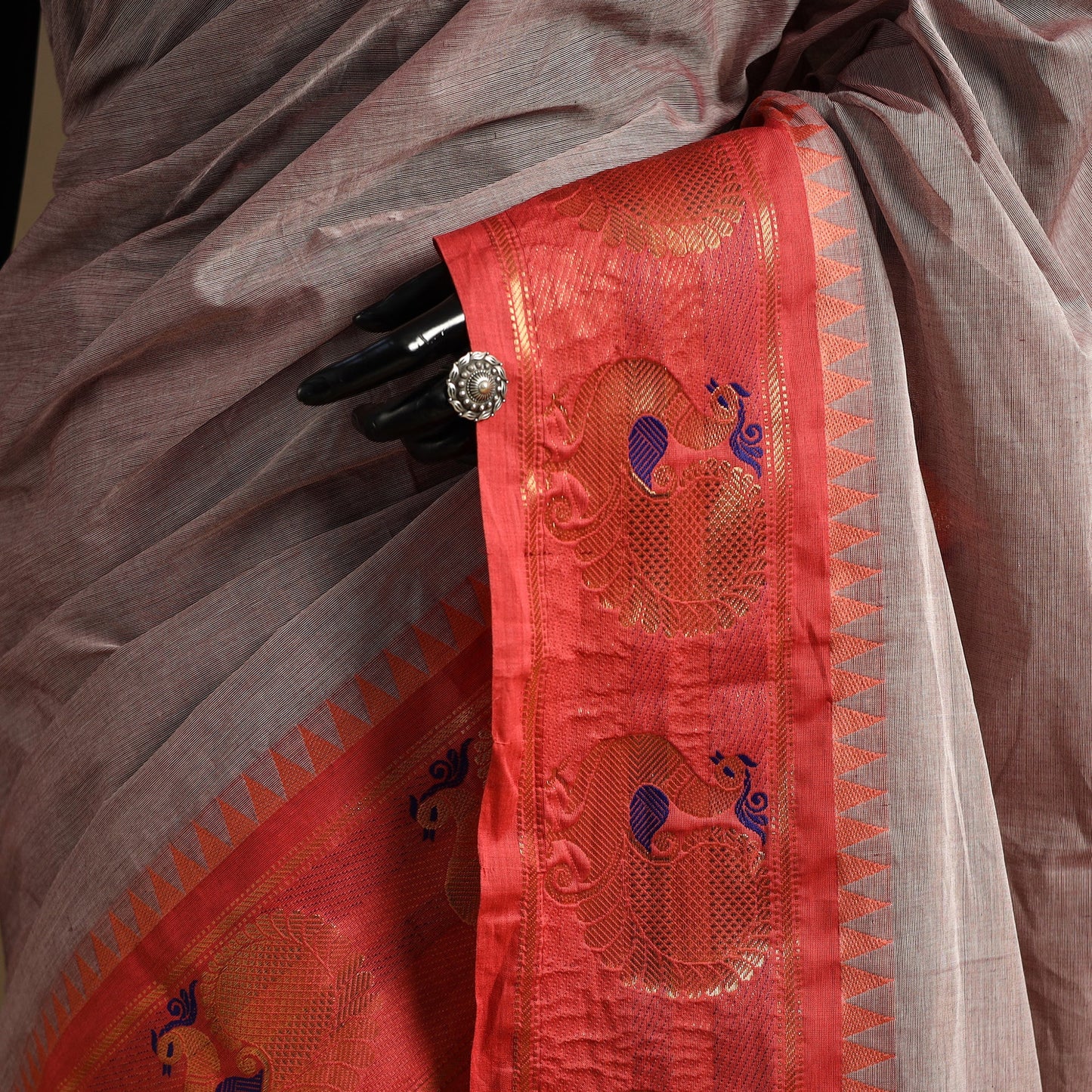 Purple Kandangi Chettinad Cotton Saree with Border