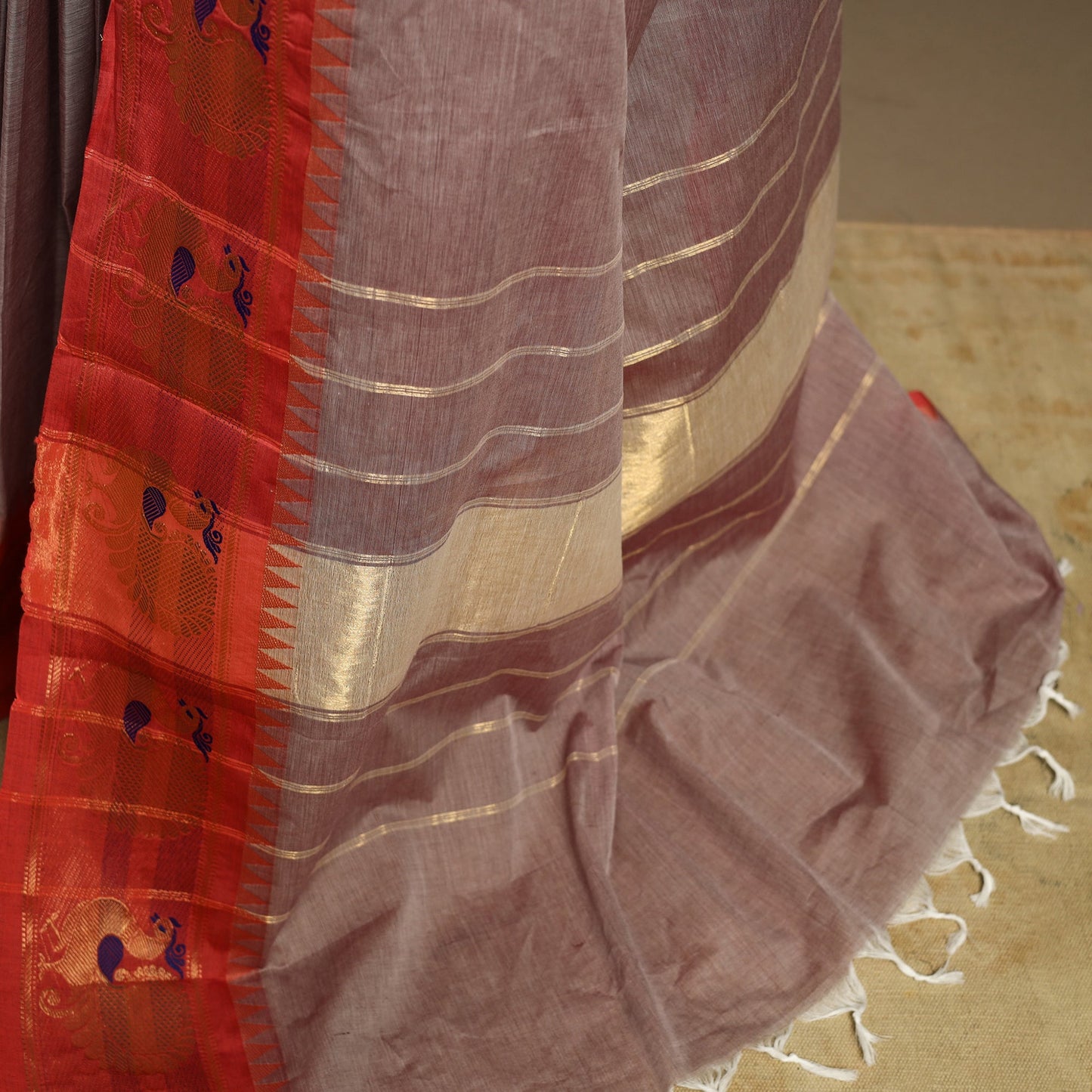 Purple Kandangi Chettinad Cotton Saree with Border