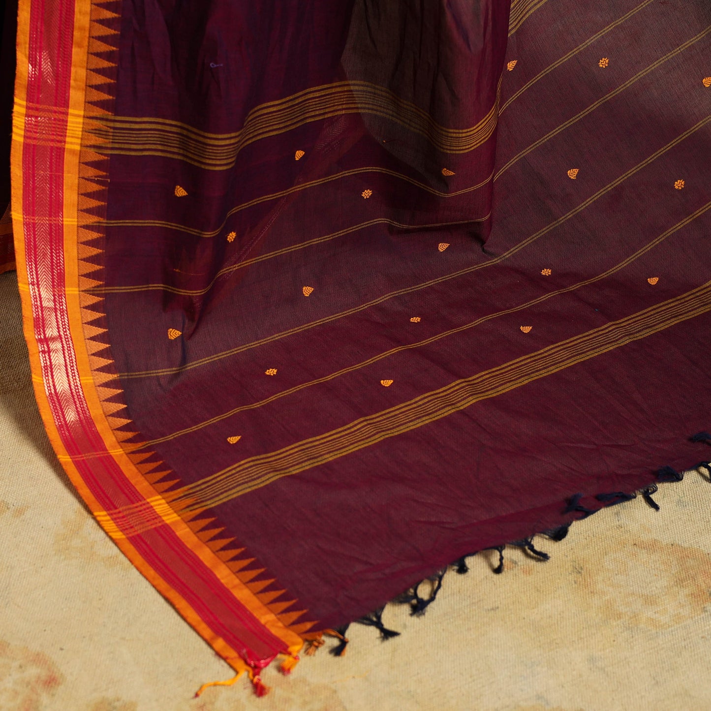 Purple Kandangi Chettinad Cotton Saree with Zari Border