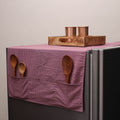 Purple Kantha Stitch Cotton Fridge Cover with Pockets