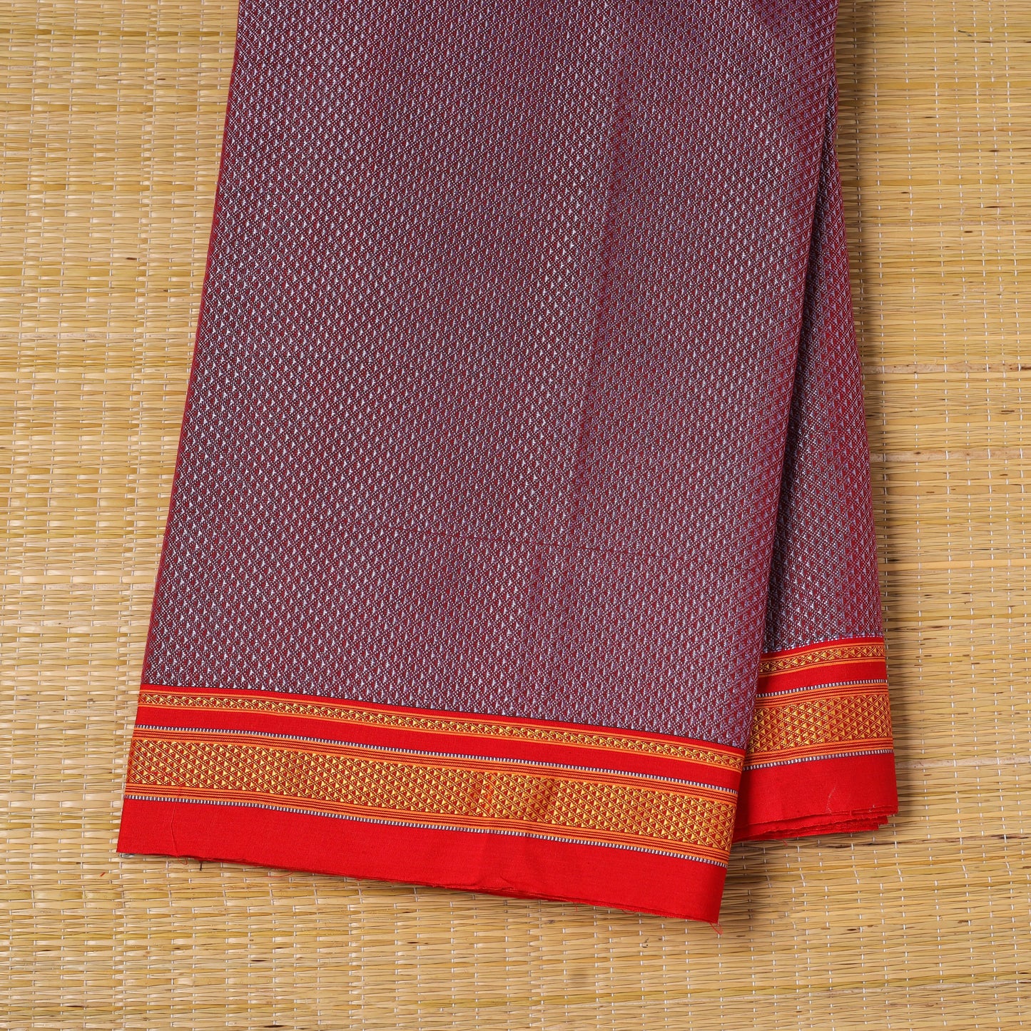 Purple - karnataka weave cotton khun fabric 11 - handcrafted