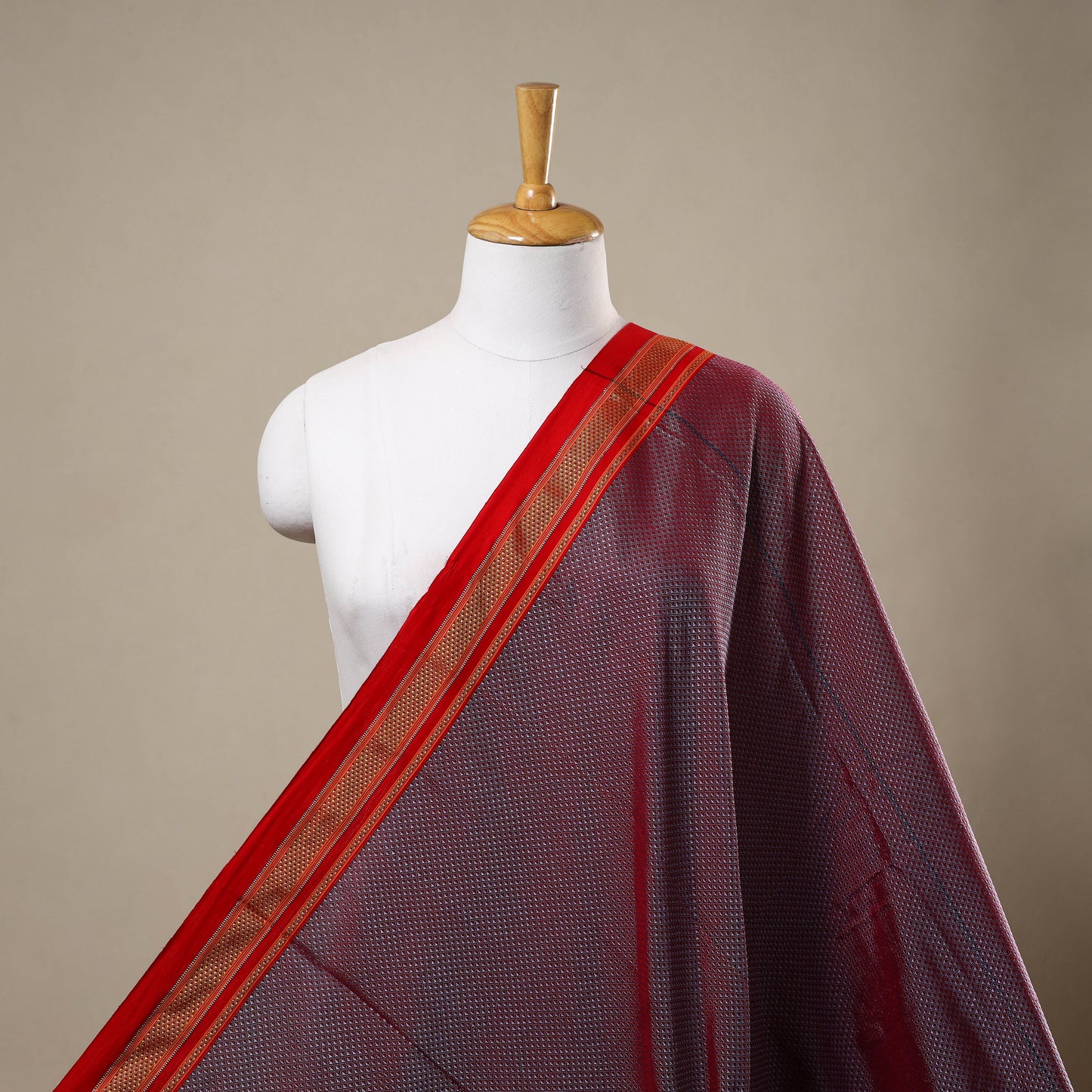 Purple - karnataka weave cotton khun fabric 11 - handcrafted