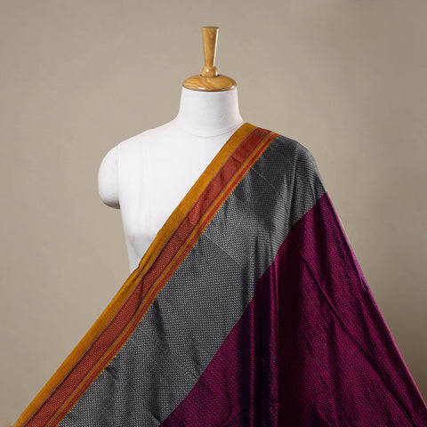 Purple - karnataka weave cotton khun fabric 14 - handcrafted