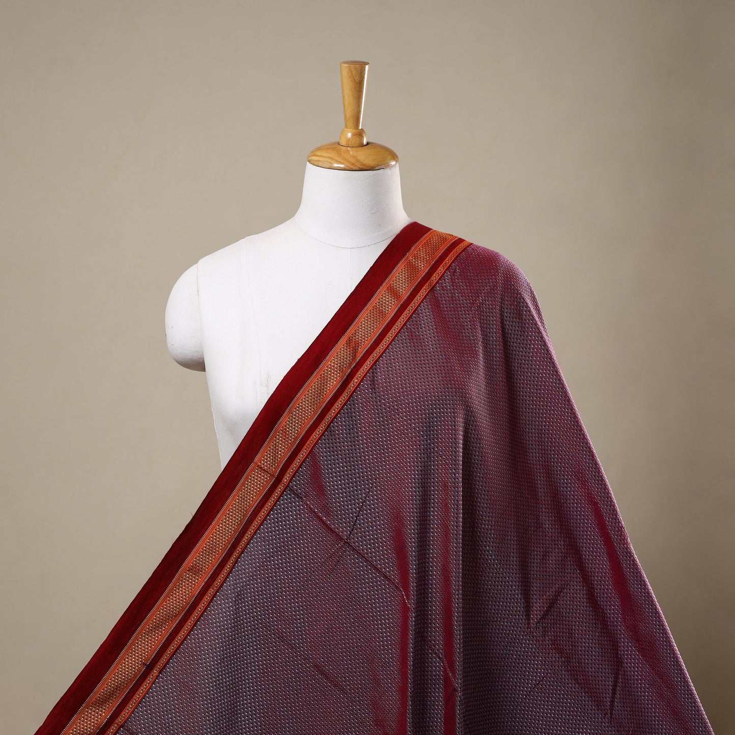 Purple - karnataka weave cotton khun fabric 25 - handcrafted