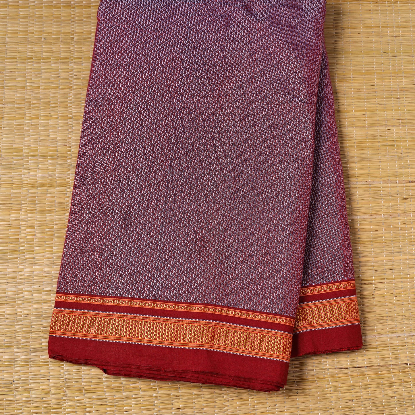 Purple - karnataka weave cotton khun fabric 25 - handcrafted