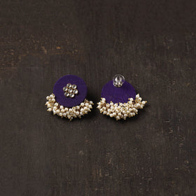 Purple - kavya fabart earrings with kundan & beads