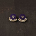 Purple - kavya fabart earrings with kundan & beads