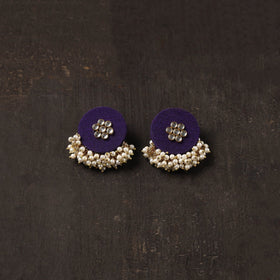 Purple - kavya fabart earrings with kundan & beads