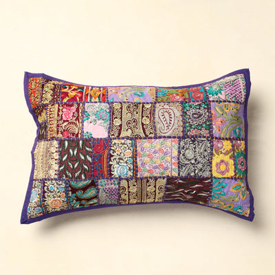  Purple Khambadiya Patchwork Cotton Pillow Cover (24 x 17 in) 05