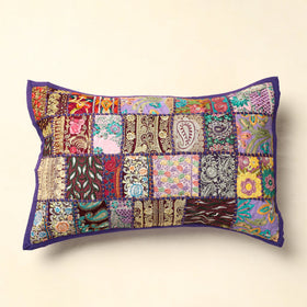  Purple Khambadiya Patchwork Cotton Pillow Cover (24 x 17 in) 05