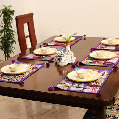 Purple - khambadiya patchwork cotton table mats (set of 6)