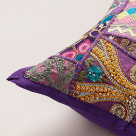 Purple Khambadiya Patchwork Cotton Cushion Cover