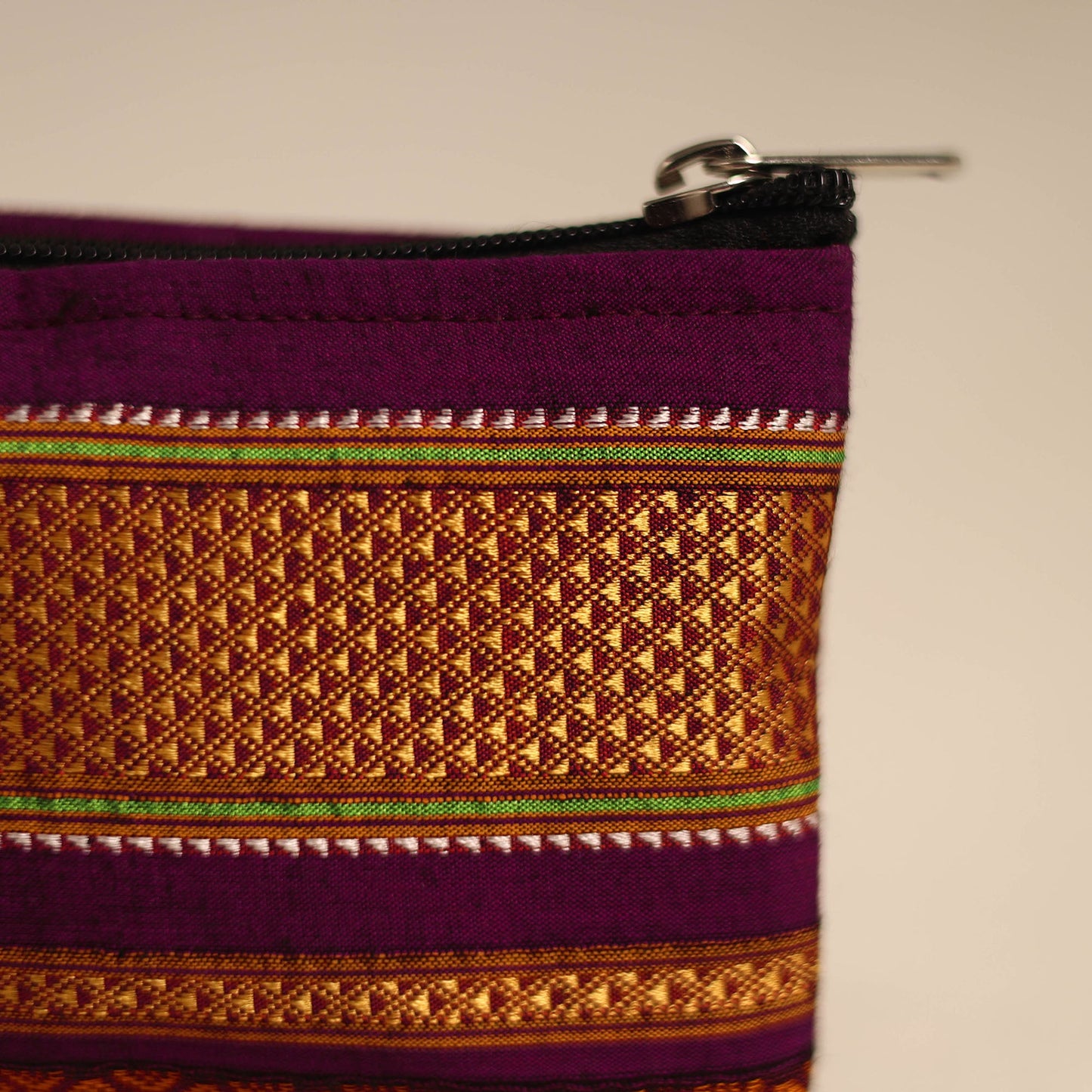  Purple Khun Fabric Quilted Coin Pouch