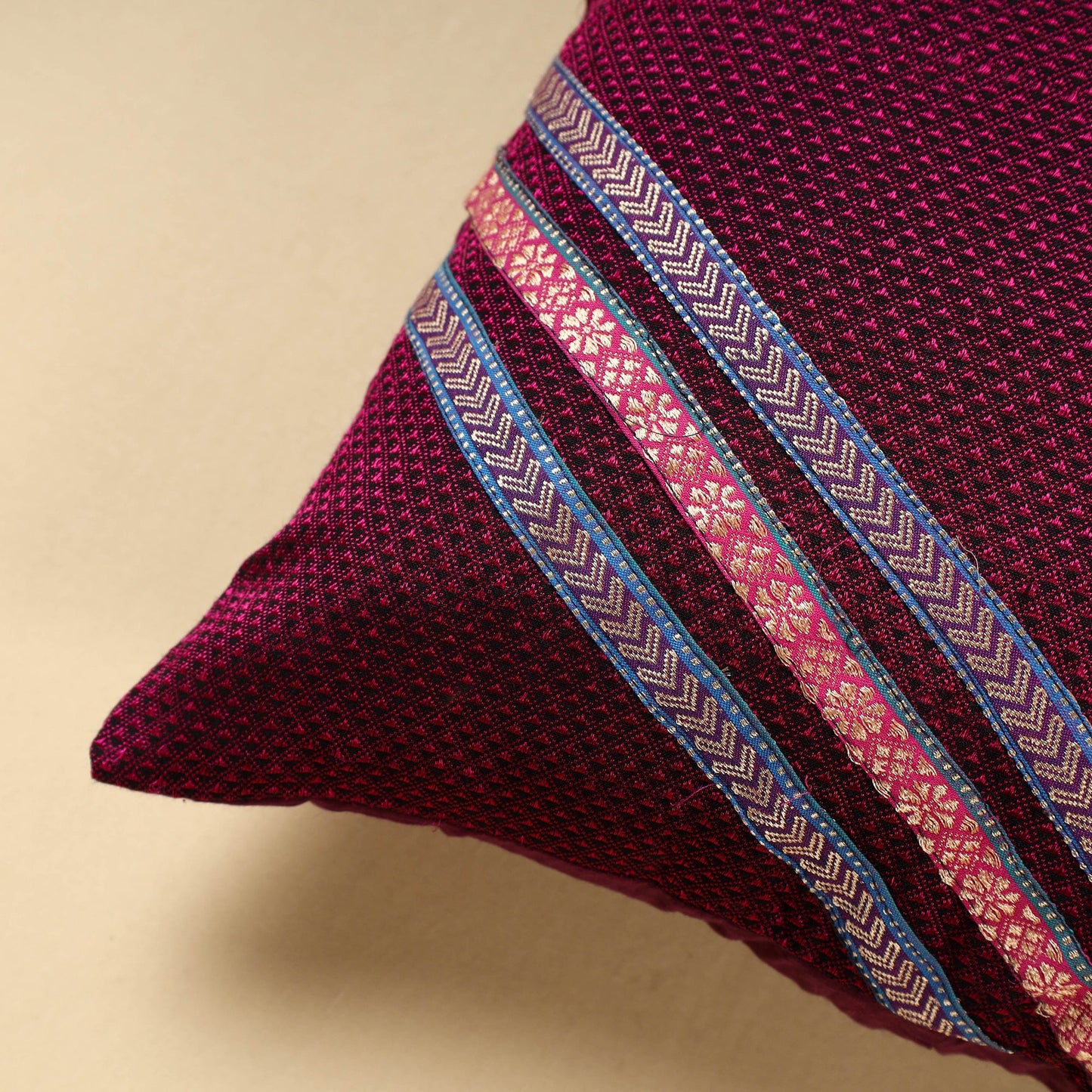 Purple Khun Weave Cotton Cushion Cover (16 x 16 in)