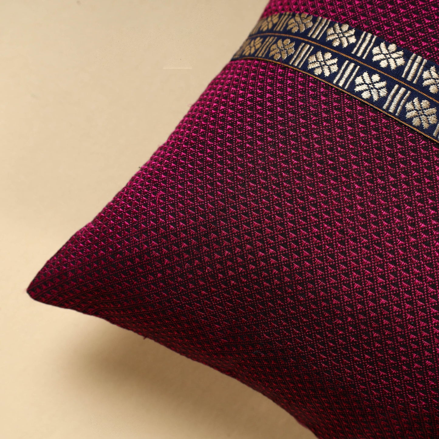 Purple - Khun Weave Cotton Cushion Cover (16 x 16 in)