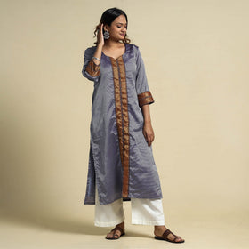Purple - Khun Weave Cotton Straight Kurta