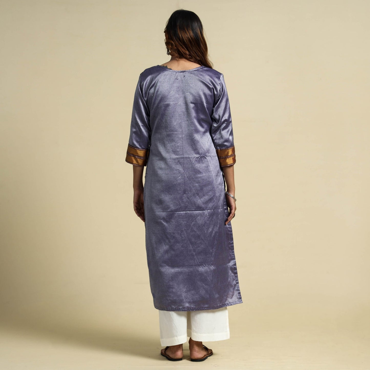 Purple - Khun Weave Cotton Straight Kurta