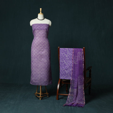 Kota doria cotton hand block jaipur print 3pc unstitched