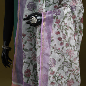 Kota doria cotton hand block print sanganeri floral dupatta